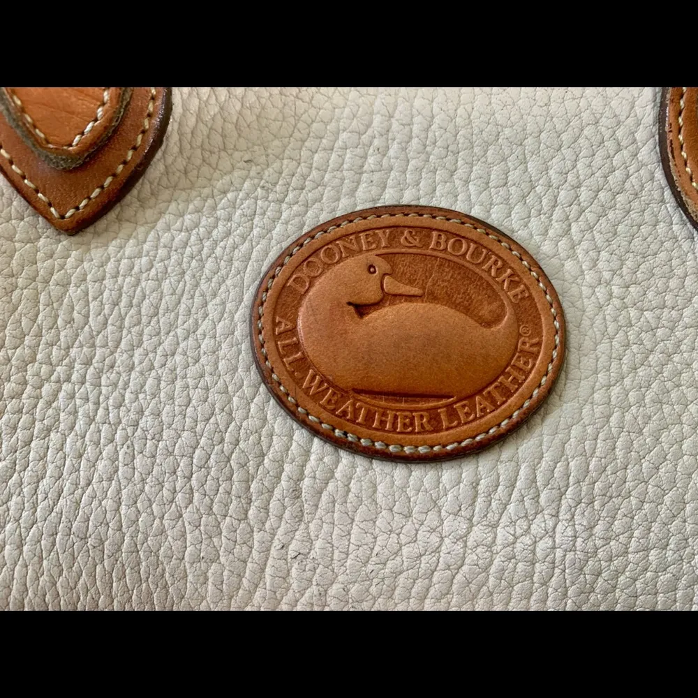 Vintage Dooney & Bourke Leather Brown & White Satchel - Image 2