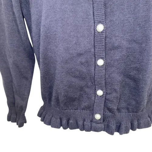 KARL LAGERFELD PARIS Black Lightweight Cardigan Pearl Buttons Lace Back NWT‎ XS - Image 4