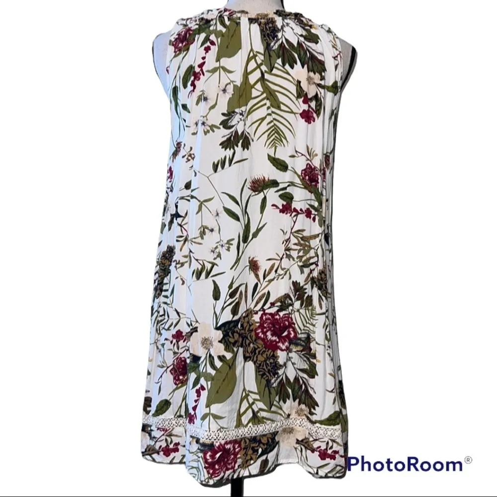 UMGEE small floral sleeveless short dress v neck tie neck multicolor - Image 3