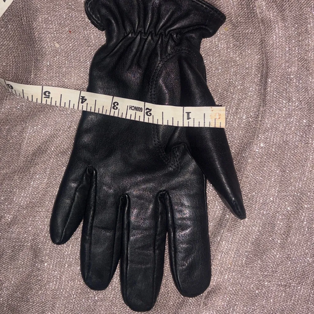 Black Leather woman's gloves size L - Image 8