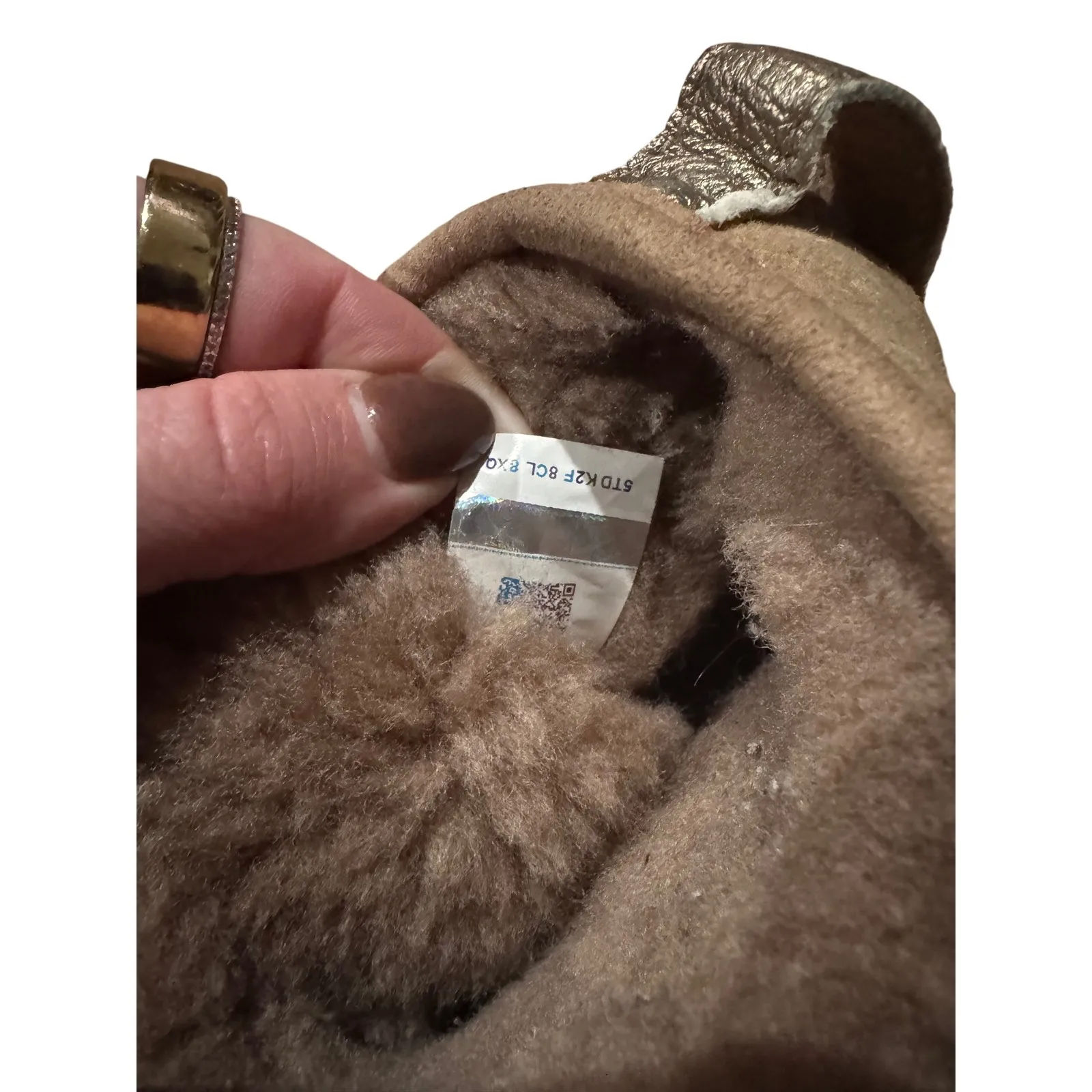 UGG Classic Mini Metallic Heel Boots Suede Sheepskin Lined Women's Size 8 - Image 8