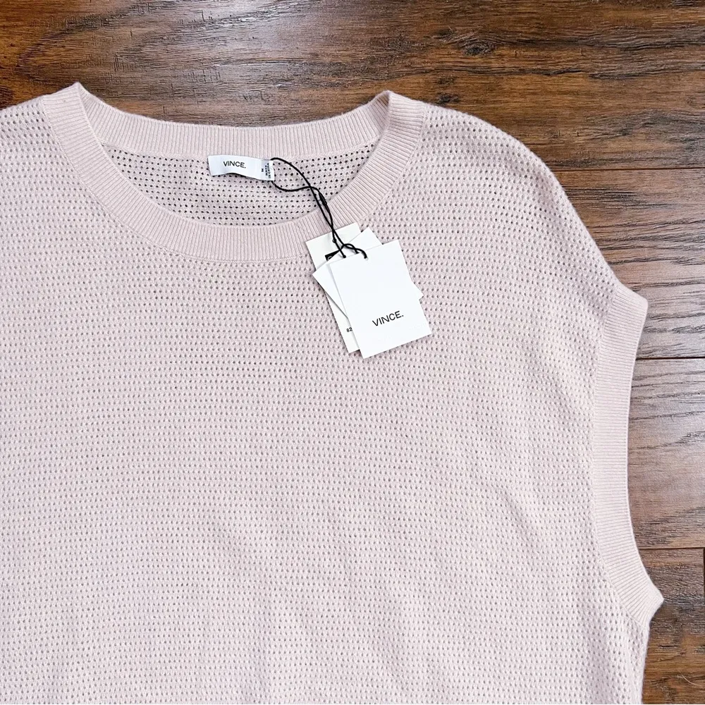 Vince • Layered Perforated Jumper pullover sweater mixed media wool cashmere - Image 3