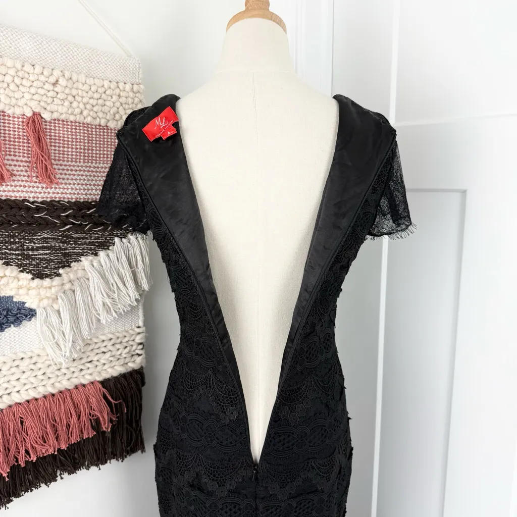 Monique Lhuillier Crochet Lace Trumpet Gown Dress Black Sz 4 NWT - Image 11