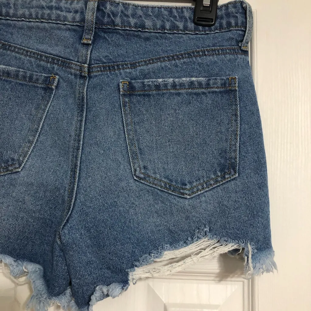 BP Be Responsible cut off‎ denim jean short shorts women 27 distressed waist 28” - Image 7