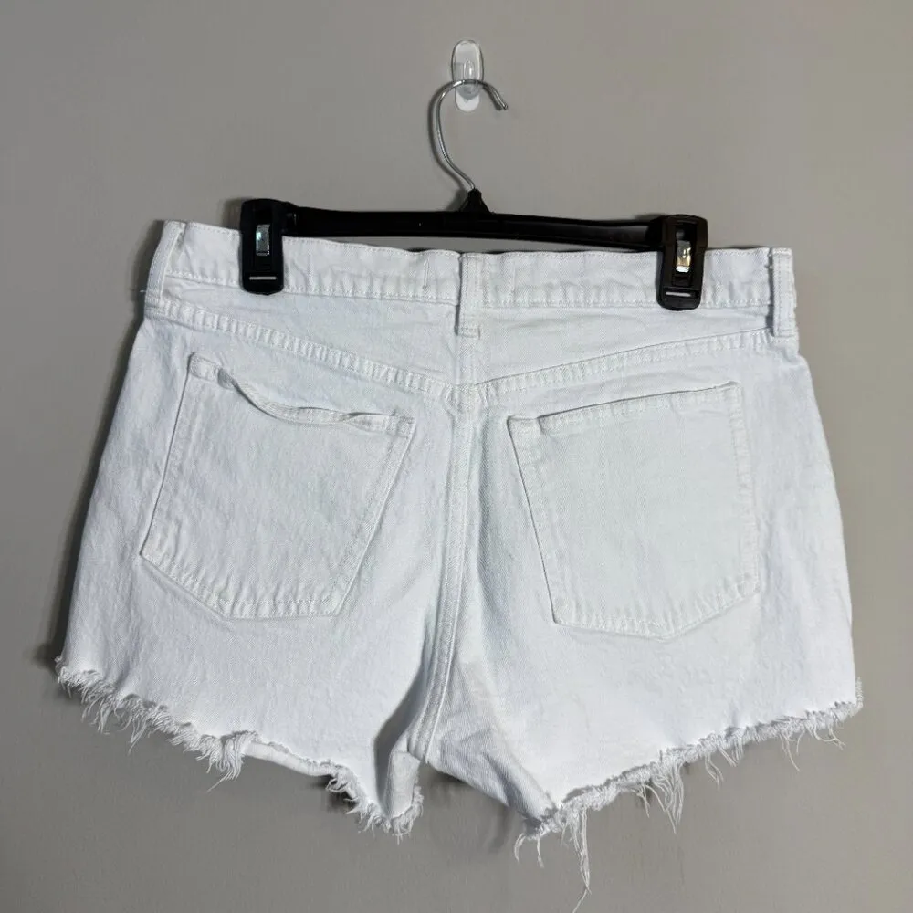 Abercrombie & Fitch The Mom Denim Short Mid Rise Women's 29/8 White Distressed - Image 3