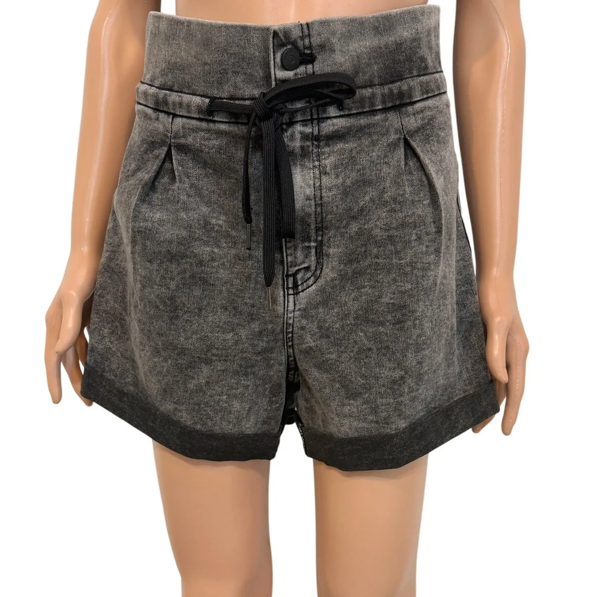 Sincerely Jules 9 29 high rise paperbag cuffed stonewash shorts SH 3019 - Image 11