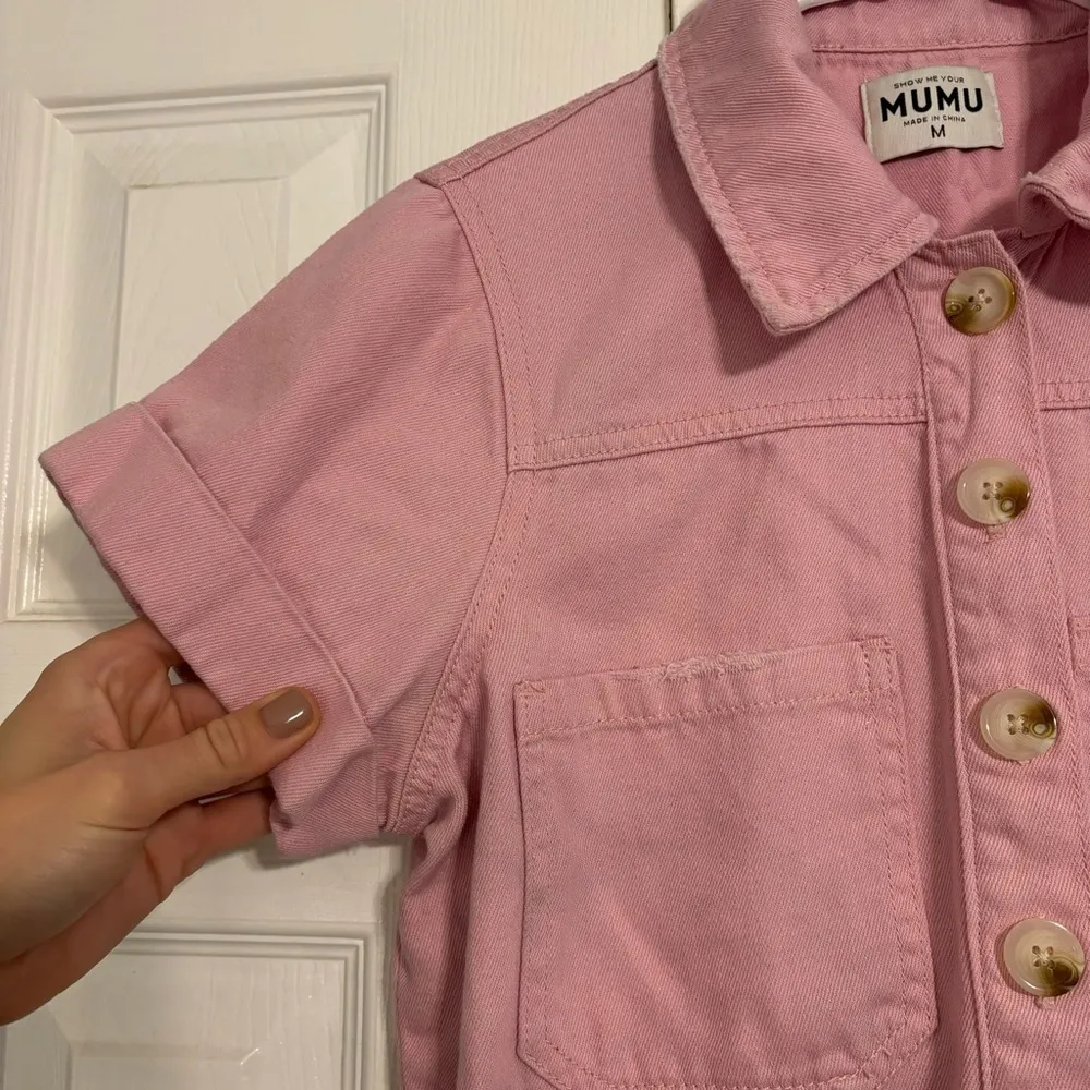 Show Me Your Mumu Range Romper Candy Pink Denim - Image 4