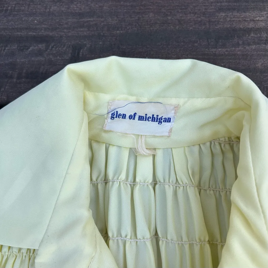 Yellow Vintage 70s Glen of Michigan Maxi Dress w/ Ruffled Stretch Button Up Top - Image 6