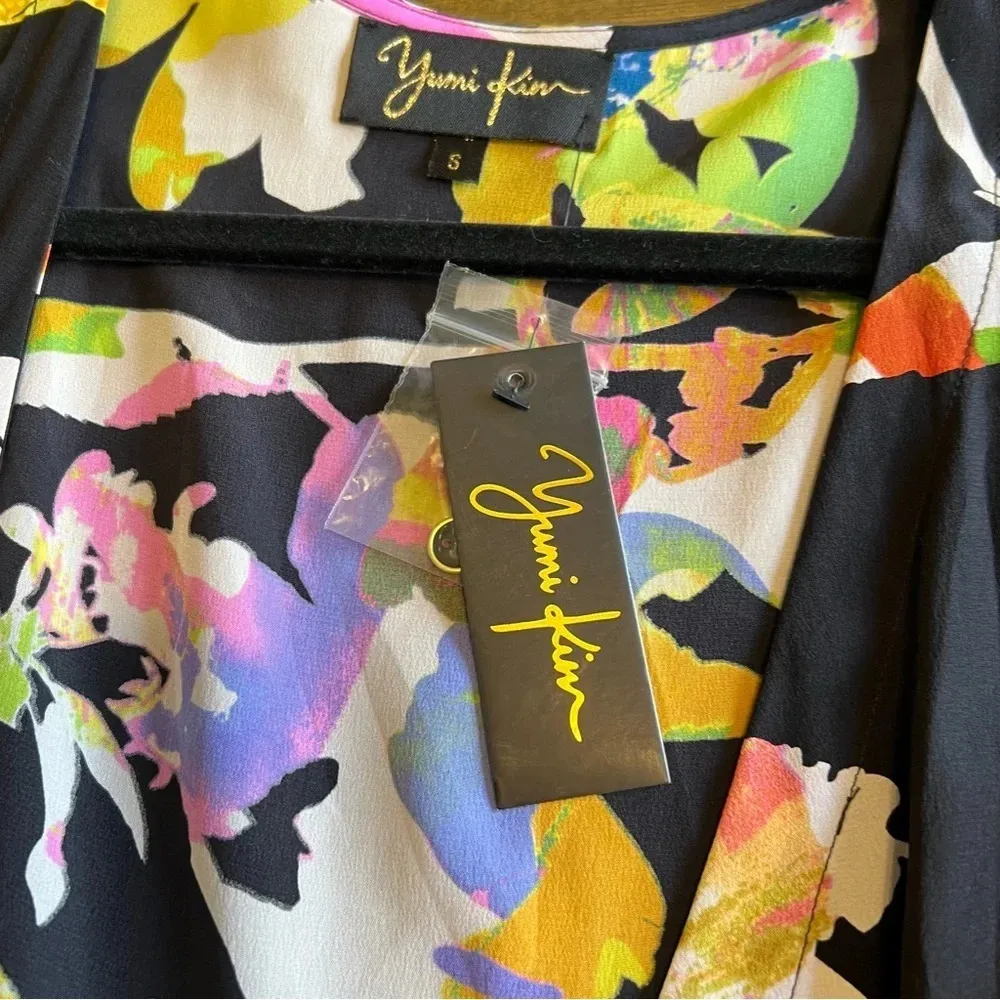 Yumi Kim Tropical Carla Wrap Dress Wooster S Long Sleeve Silk Floral Bright - Image 6