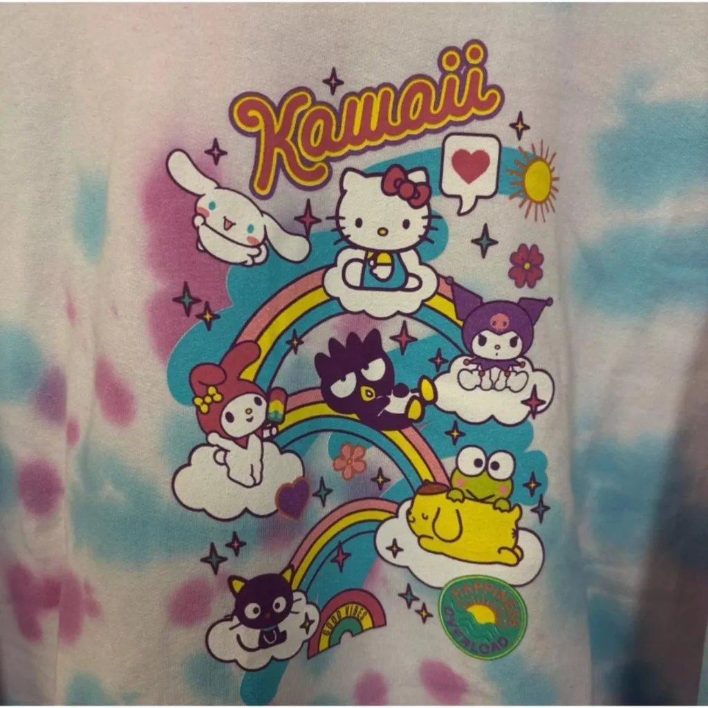 Hello Kitty & Friends Sanrio Kawaii Camp Tie Dye Hoodie 2X - Image 2