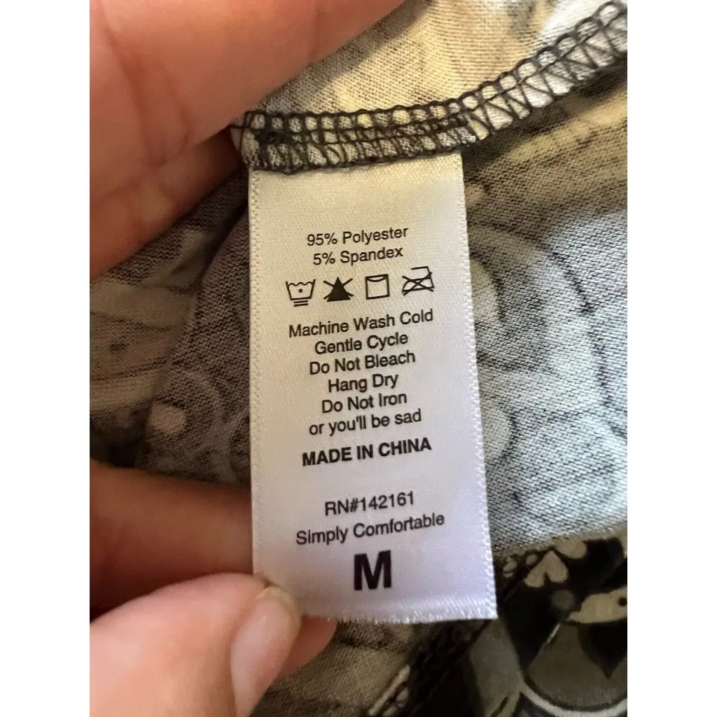 Lularoe Swing Dress Long Black White Paisley Size Medium Classic‎ Mobwife - Image 7