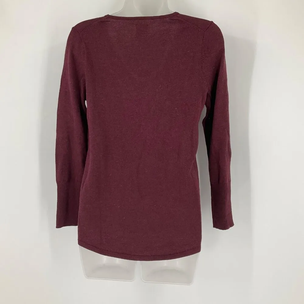 NIC+ZOE Womens Vital V-Neck Sweater PP Burgundy - Image 13