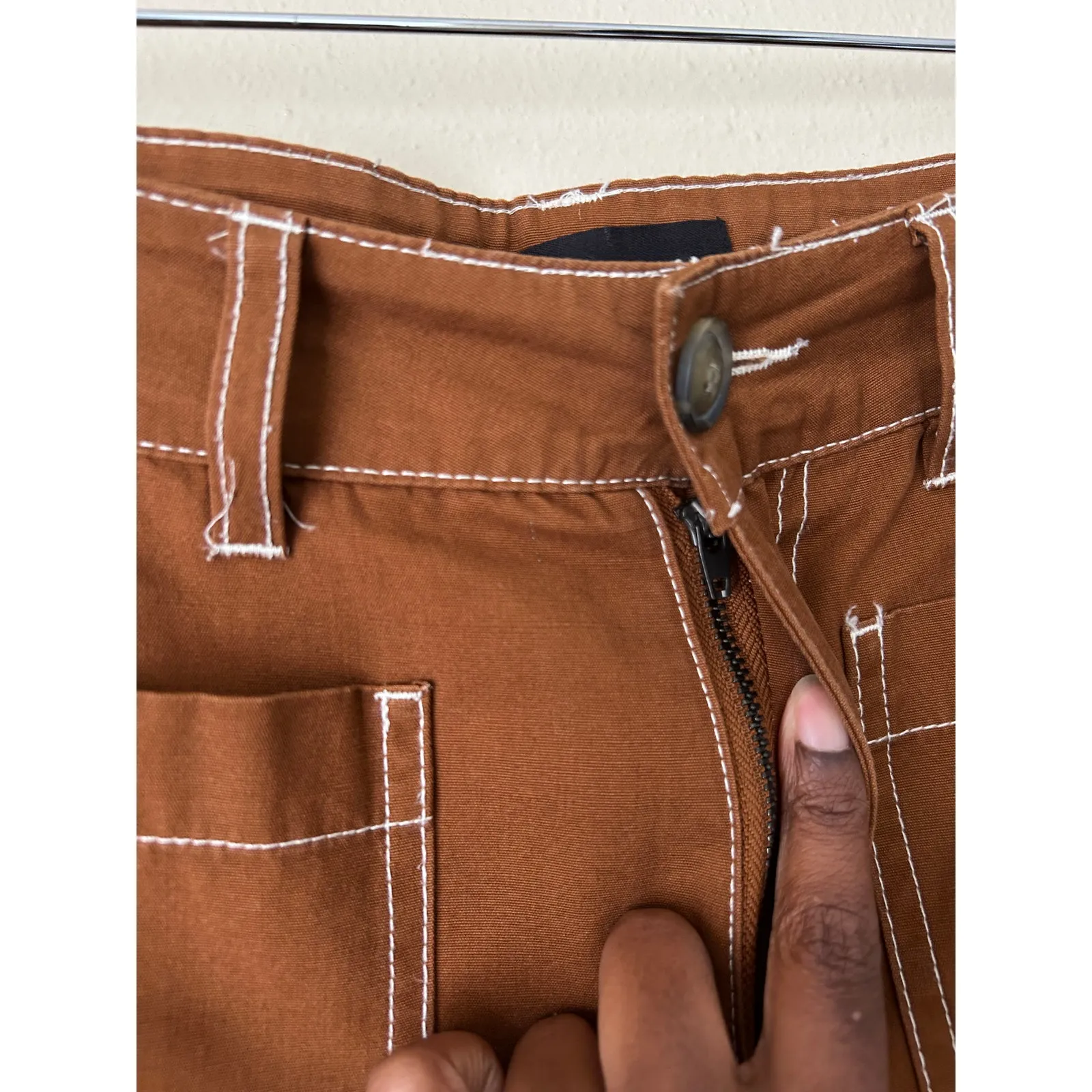 WhoWhatWear Dark Tan Wide Leg Cropped High Rise Pants Size 6 - Image 8