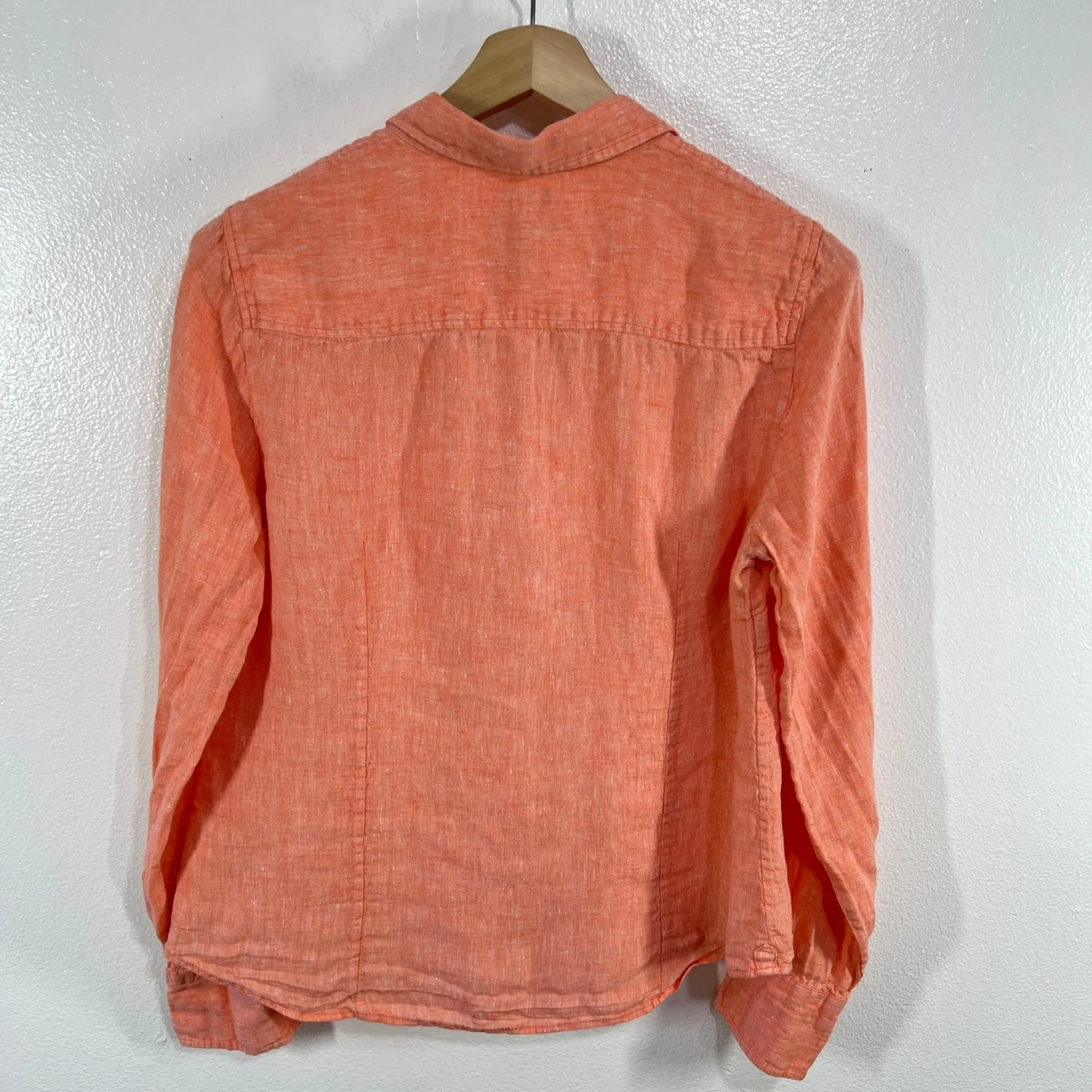 J.Crew Baird McNutt Irish Linen Button Down Shirt Women's 14 Coral Long Sleeve‎ - Image 4
