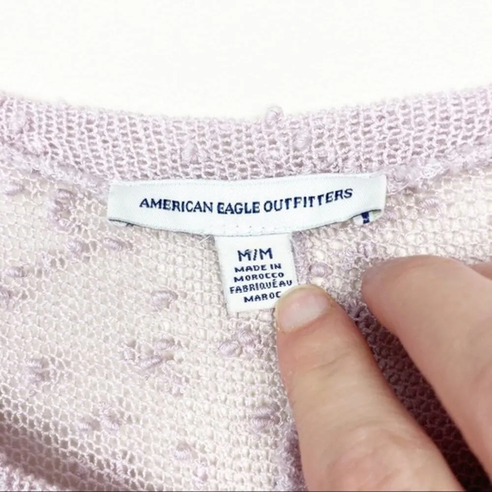 American Eagle Open Knit Sweater Lace Hem Sz M - Image 3