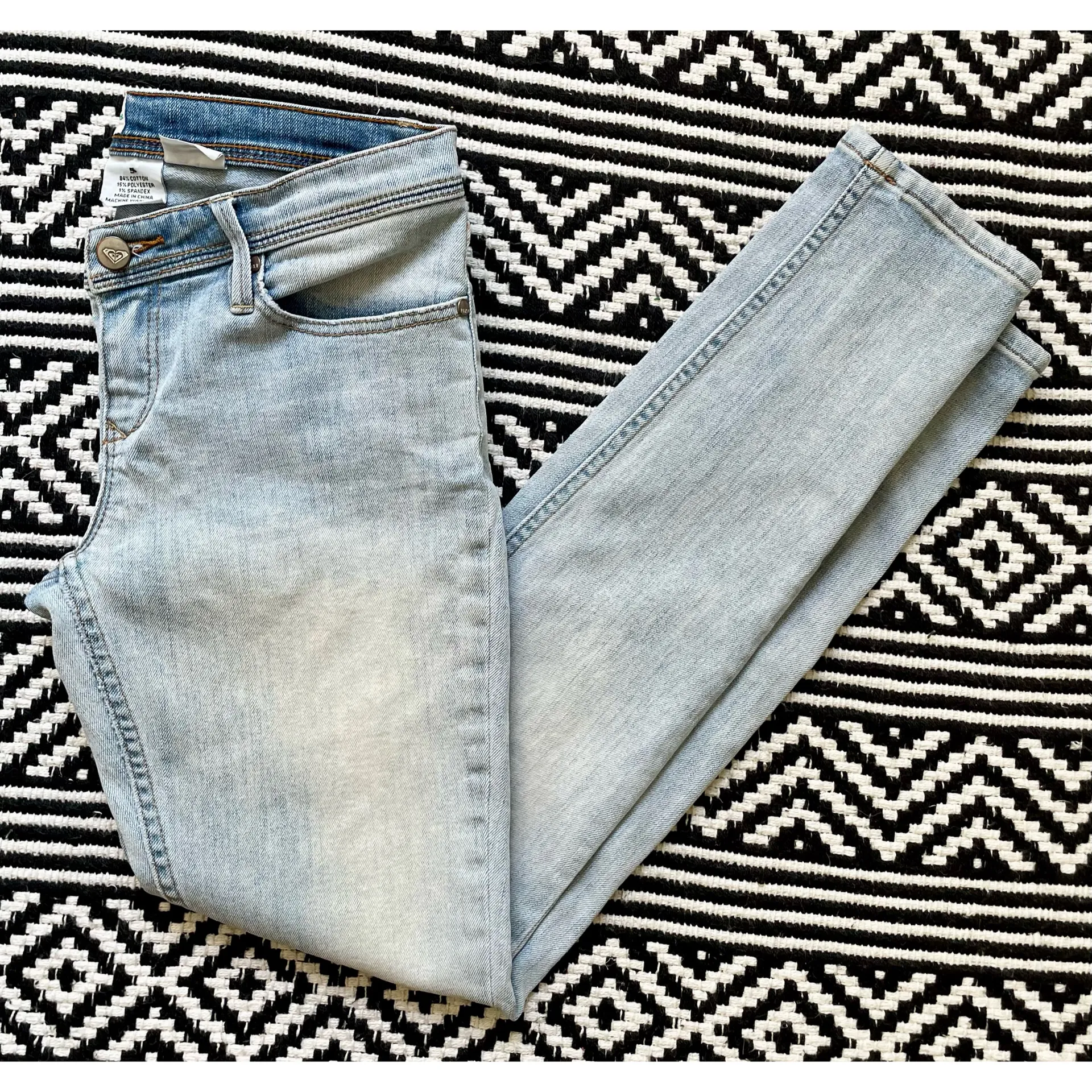 Denim Low Rise Southwestern Embroidered Skinny Jeans - Image 14