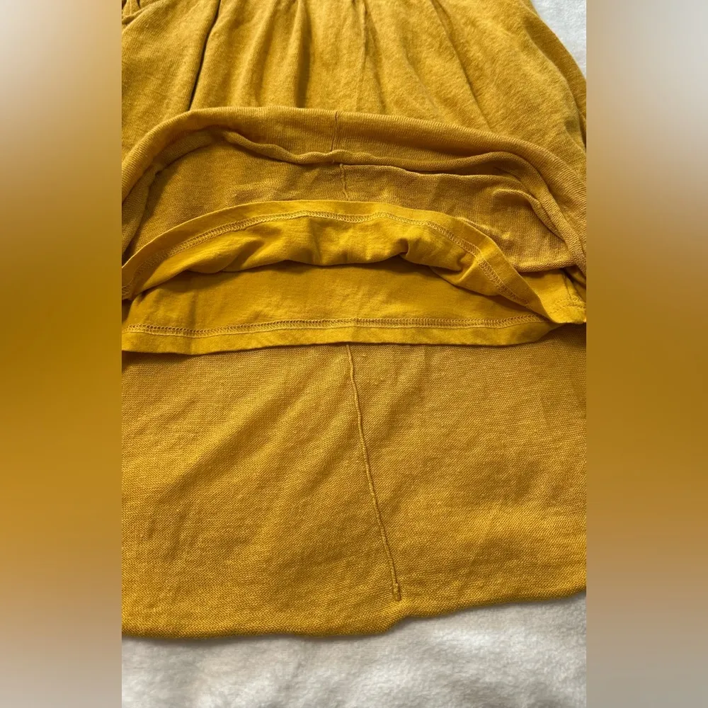 Anthropologie By Moth Mustard  Sweater Wrap Puff Sleeve Mini Dress With Pockets - Image 13