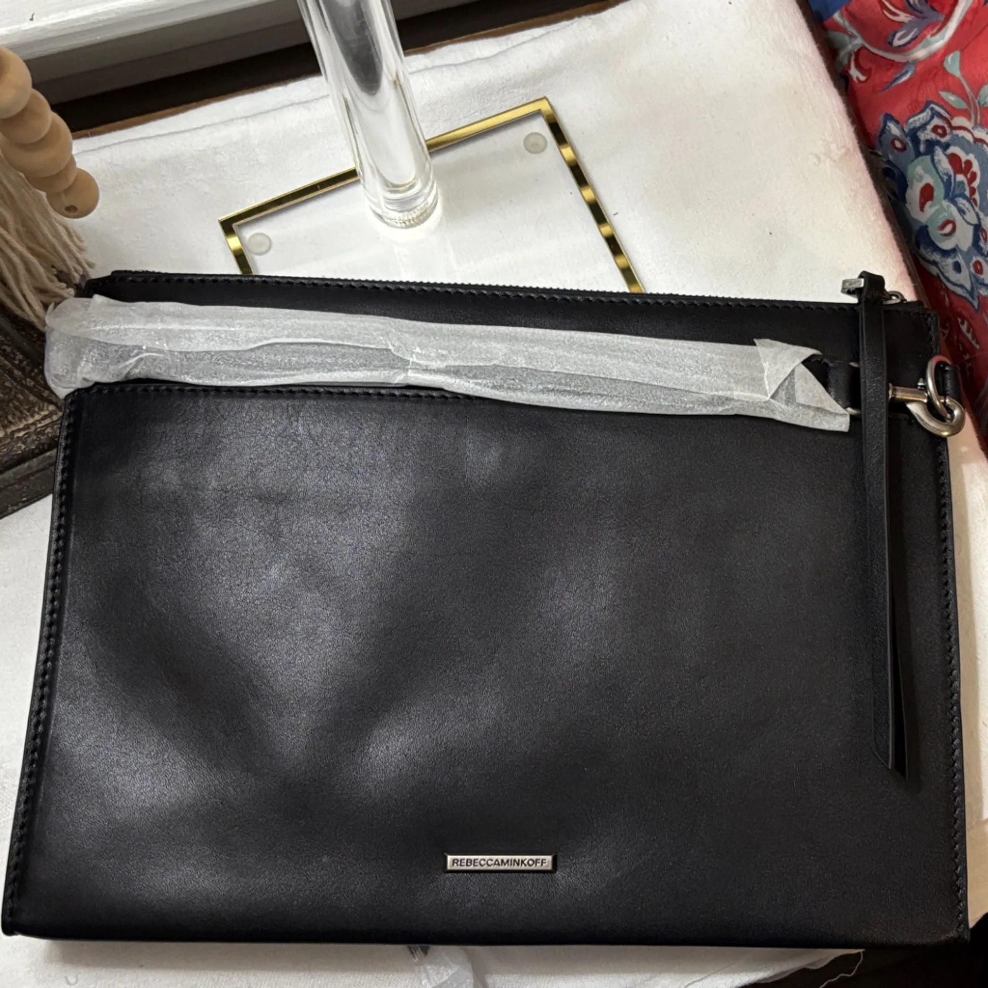 Rebecca Minkoff Black Leather Clutch with Silver Hardware - Image 2