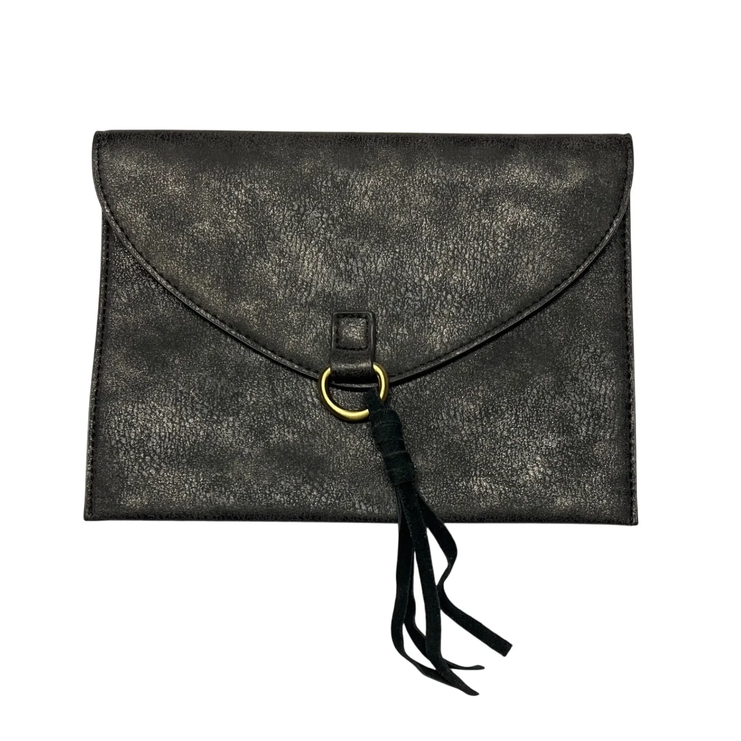 Anthropologie Viola Convertible Tote Clutch Bag Vegan Leather Black Gray EUC - Image 4