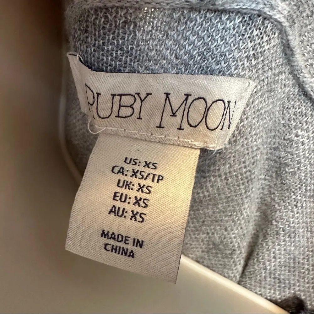 Ruby Moon Duster Cardigan Cotton Long Line Open Front Gray Animal Print Size XS - Image 4