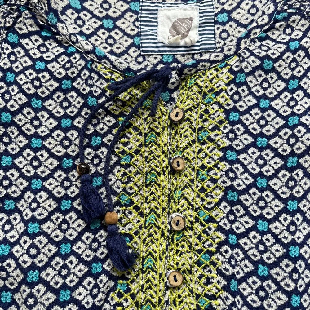 Anthropologie Lilka Long Weekend Blue Printed Romper Size S - Image 6