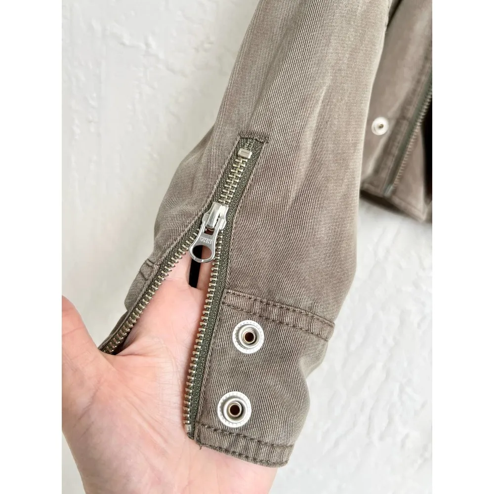 Pam & Gela Asymmetrical Zip Army Moto Utility Jacket Olive Green Women's Small - Image 2