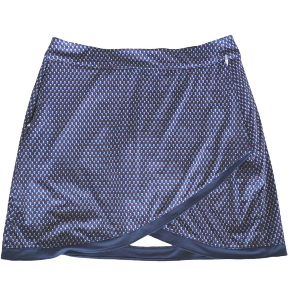 PETER MILLAR Women's Performance Deco Star Laura Wrap Golf Skort Sz XSMALL Navy - Image 3