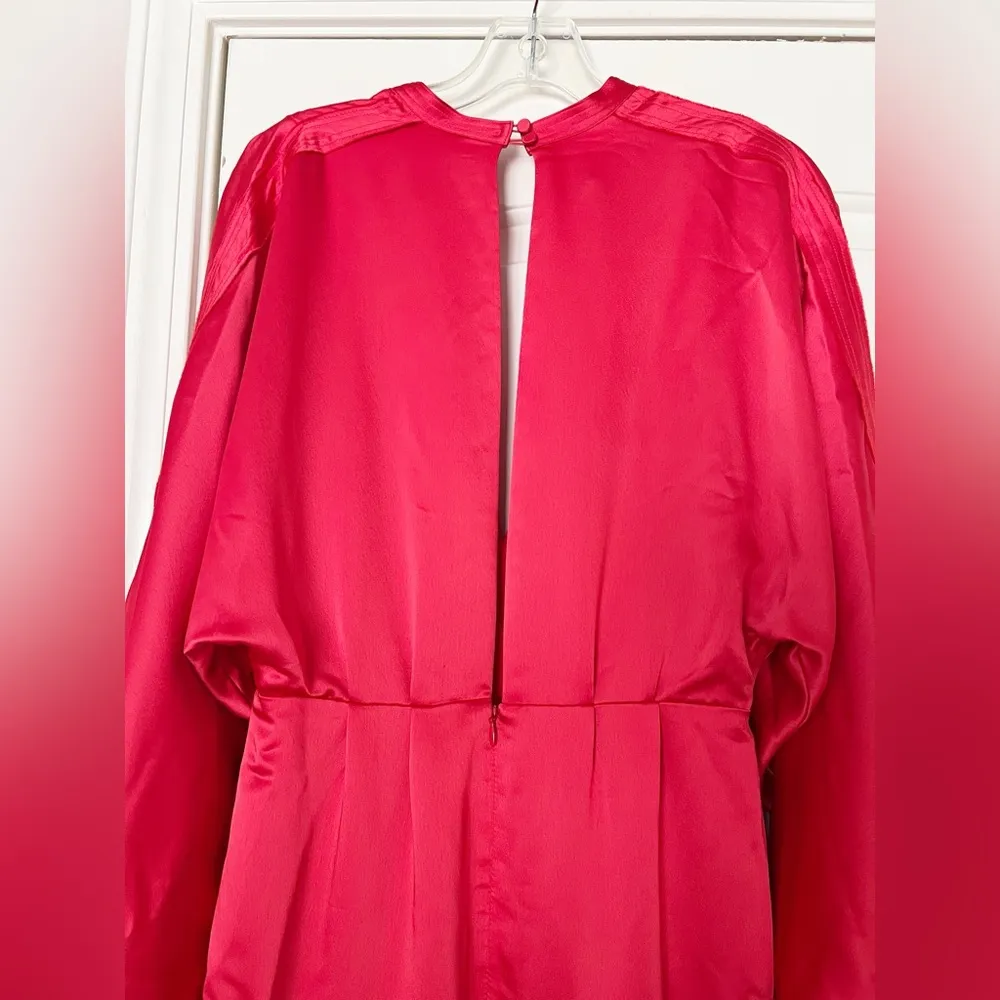 Self-Portrait Asymmetric Cutout Satin Peplum Midi Dress - Image 11