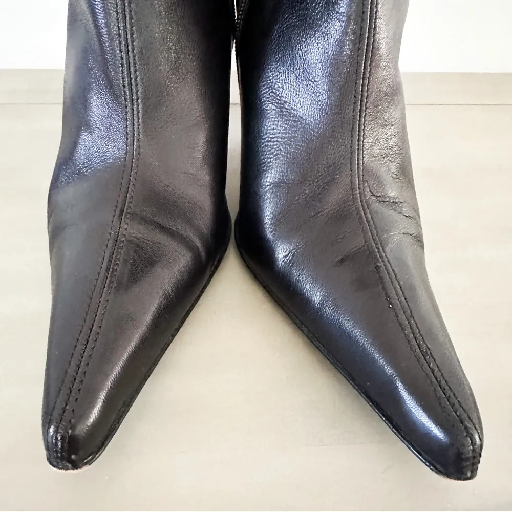 Paloma Barcelo Black Leather Colorful Heel Ankle Buckle Contemporary Boots 39 Size 8 - Image 3