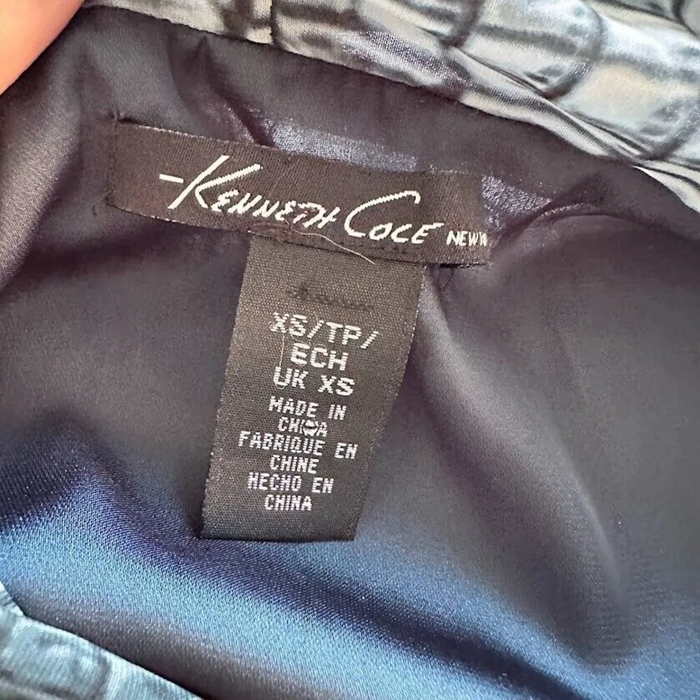 KENNETH COLE Blue Snake Print Reptile Sleeveless Drape Dress Size XS Sleeveless - Image 4