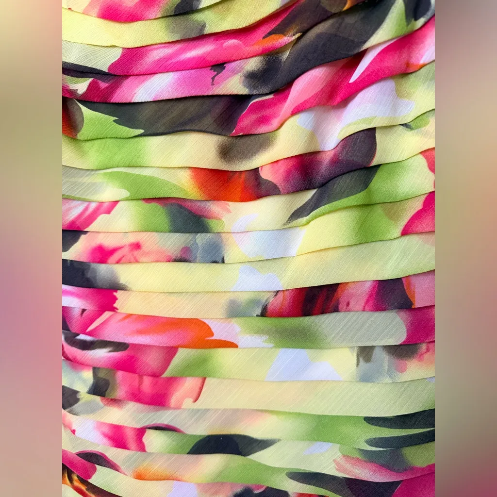 Adrianna Papell Vibrant Tiered Floral Midi Cocktail Dress NWT - Image 3