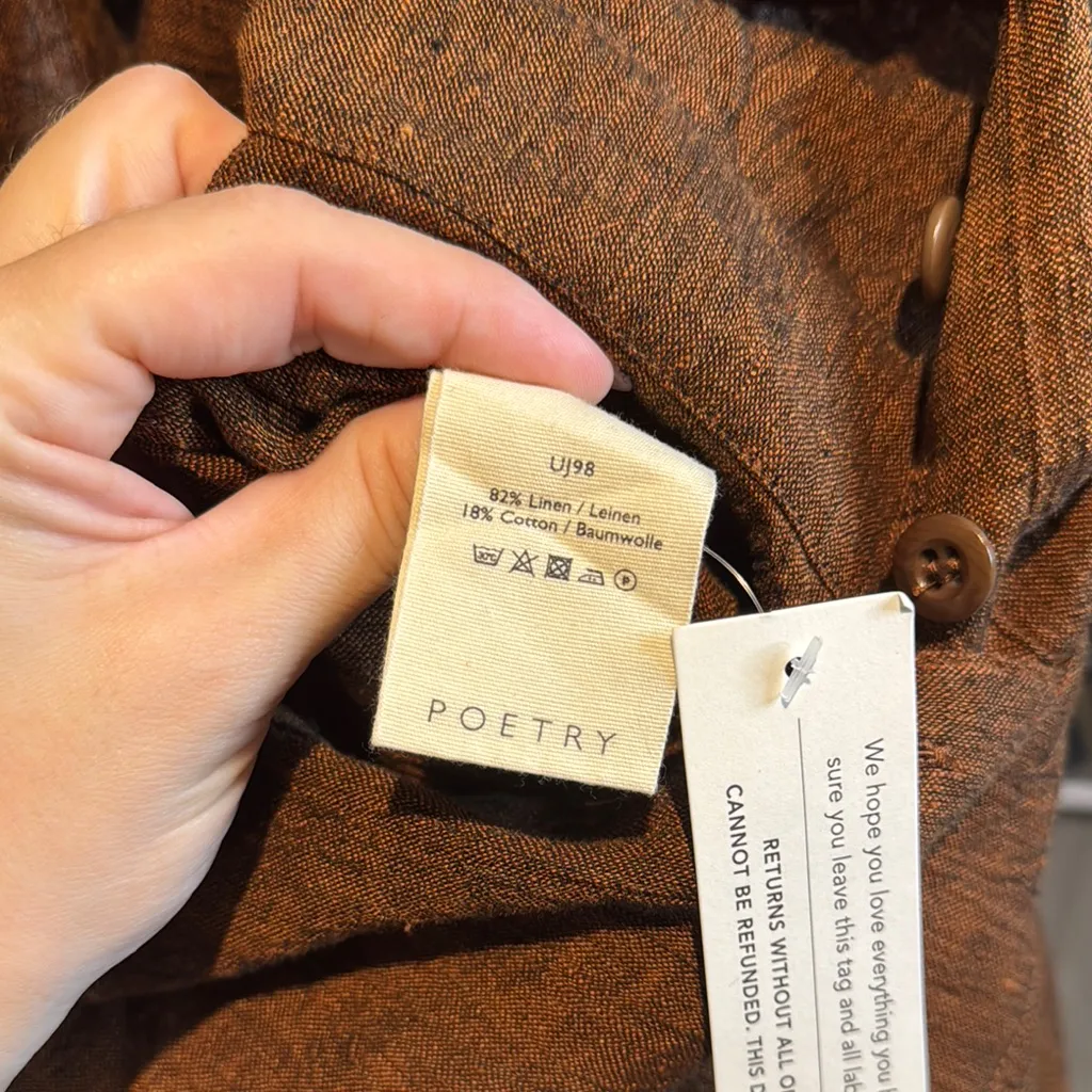 NWT Poetry Deep Brown jumpsuit romper light airy beautifully made sz 2 - Image 4