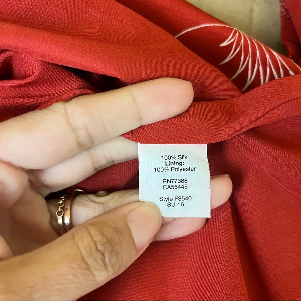 Madewell Palm Flower Off Shoulder Silk Dress - Image 8