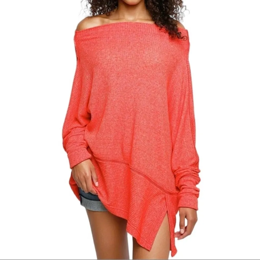 Free People We The Free Londontown Thermal Cherry‎ Coral Oversized Top XS - Image 4