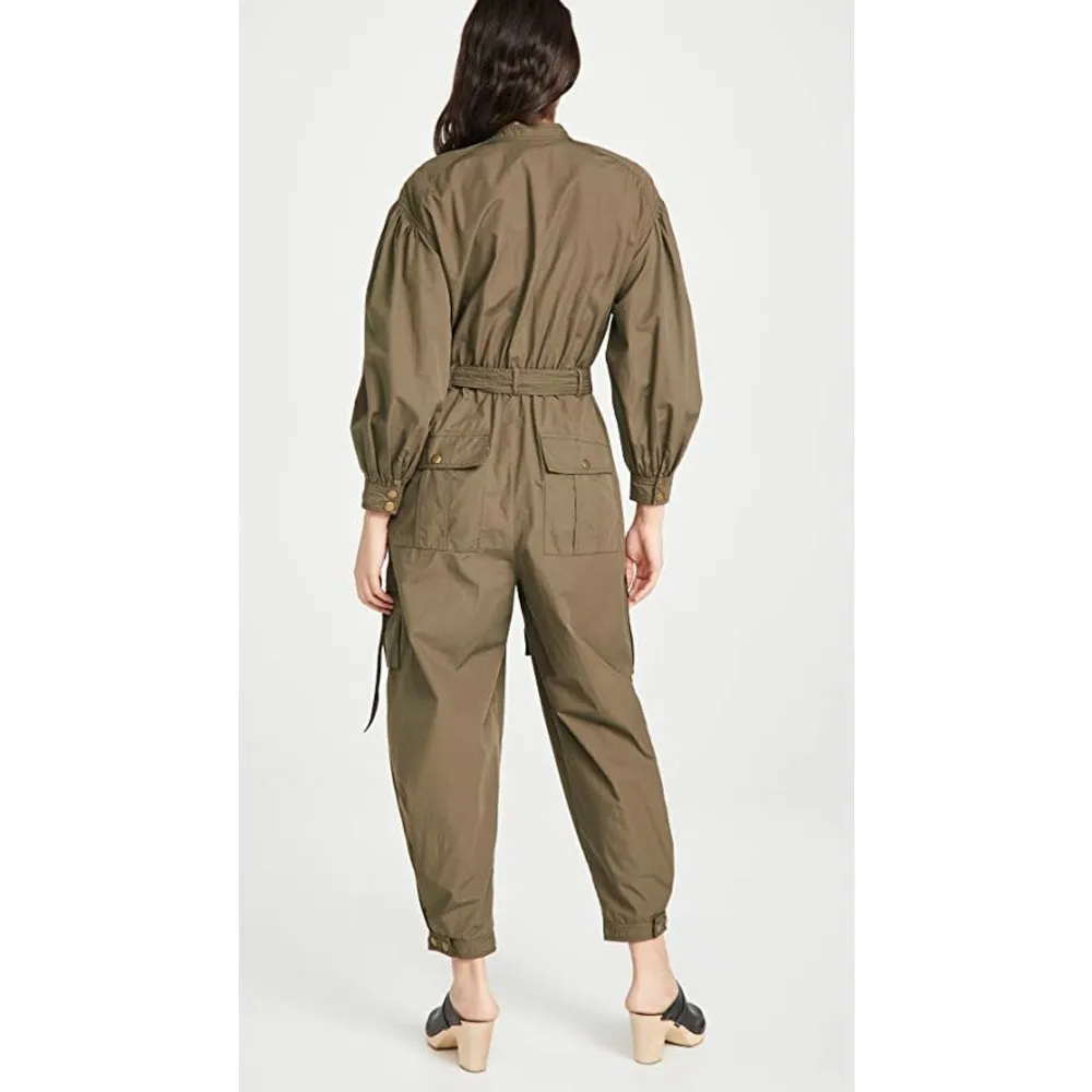 Ulla Johnson Reverie Fatigue Long Sleeve Utilitarian Brown Jumpsuit Size 12 - Image 2