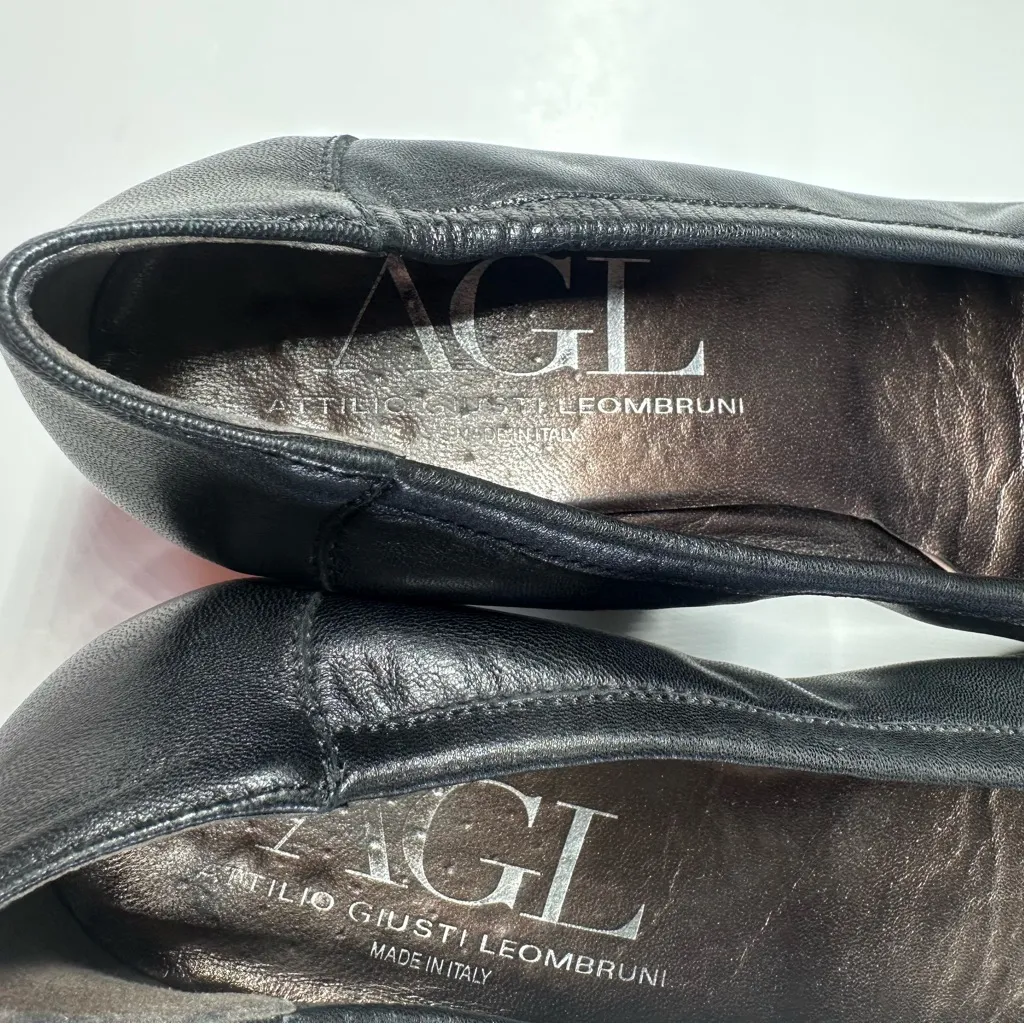 AGL Black Leather Rounded Cap Toe Kitten Heels Ballet Shoes 10.5 Minimalist 40.5 - Image 9