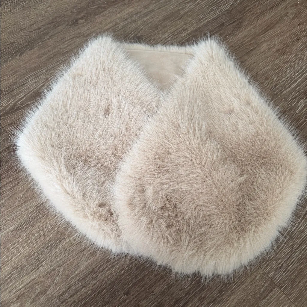 NWT Tulip Bridal White Faux Fur Wrap Stole Scarf Wedding Women’s S Small Tan - Image 2