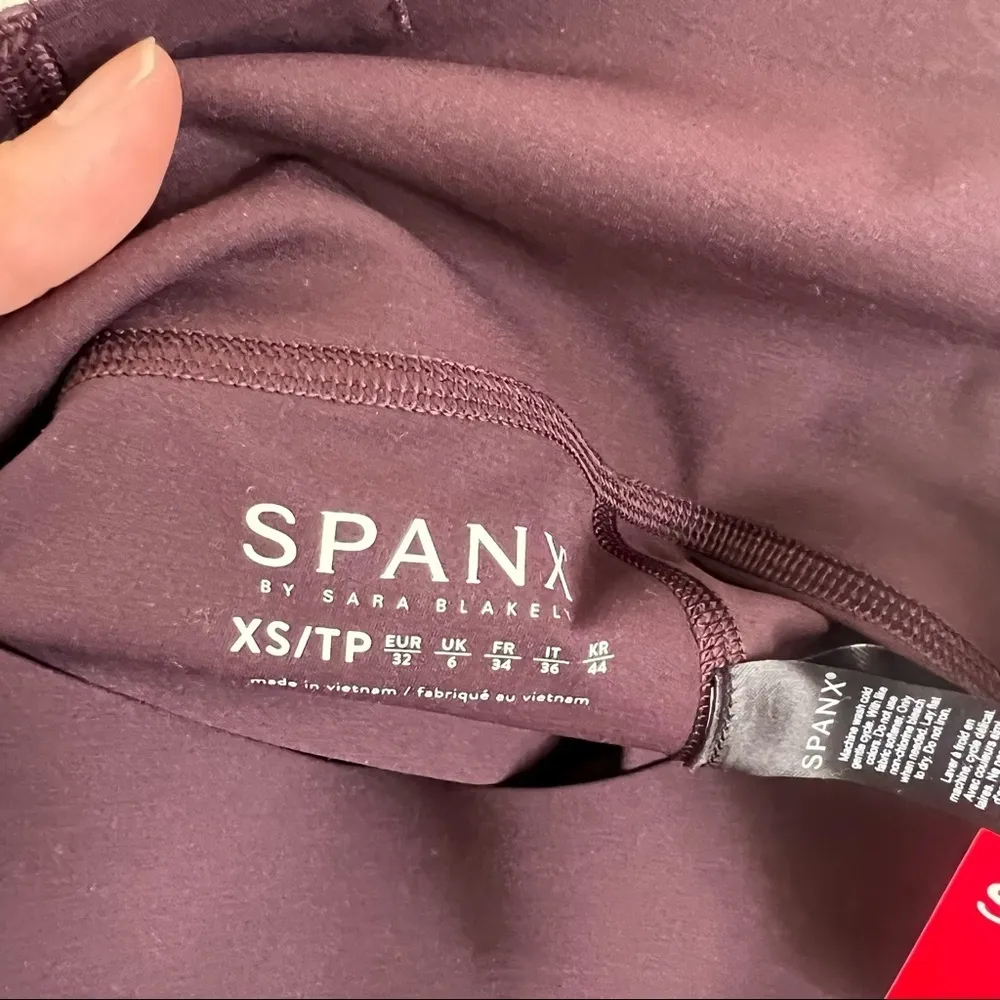 SPANX Active EveryWear Contour Stripe 7/8 Leggings in Wine/Orange Sz XSMALL NWT - Image 8