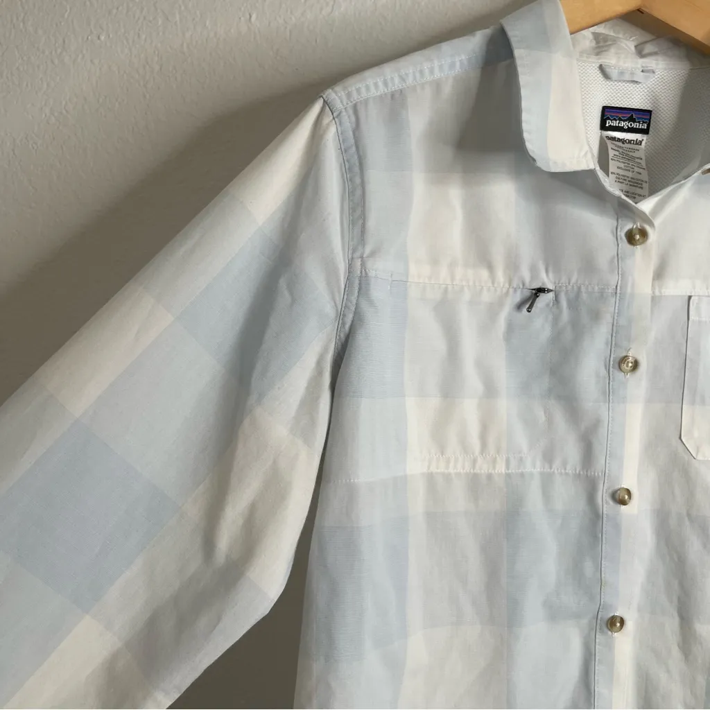 Patagonia Blue & White Checkered Button Down‎ Long Sleeve Extra Large - Image 6