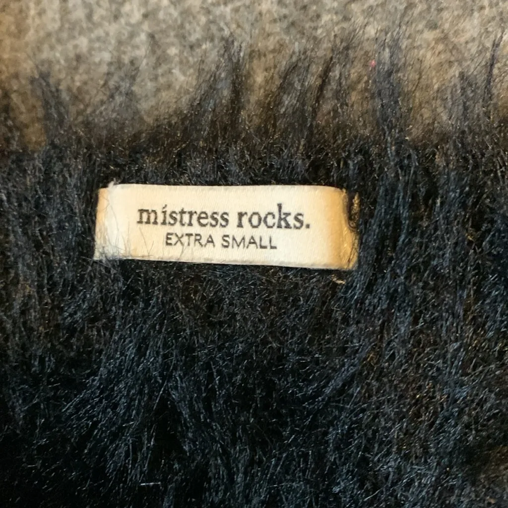 Mistress Rocks Black Fuzzy Crop Top - Image 2