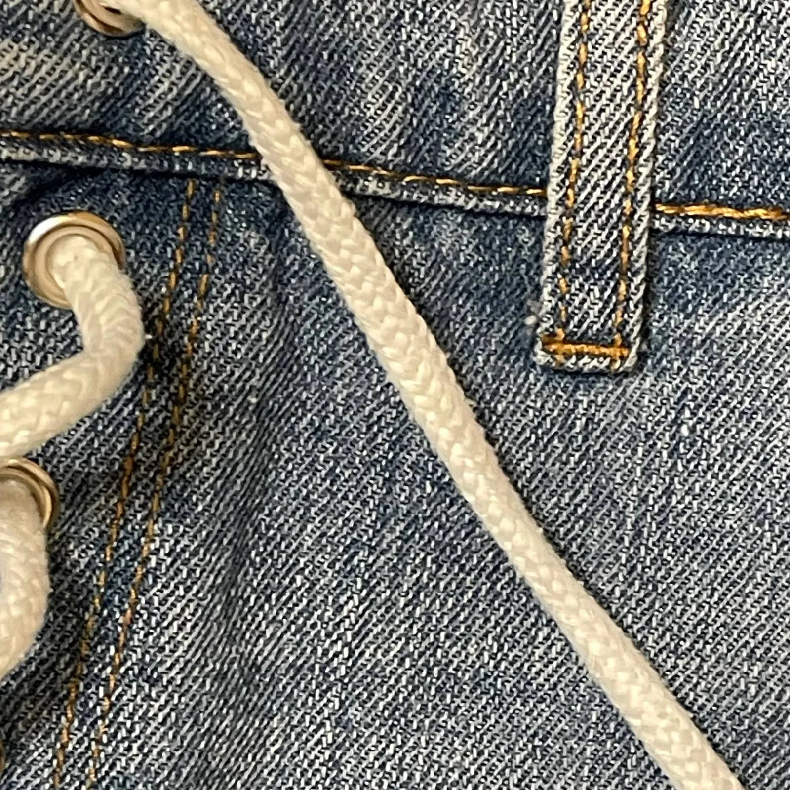 Forever 21 Denim Jean Skirt Size Small Light Blue‎ Lace Up Tie Womens 26X12.5 - Image 6