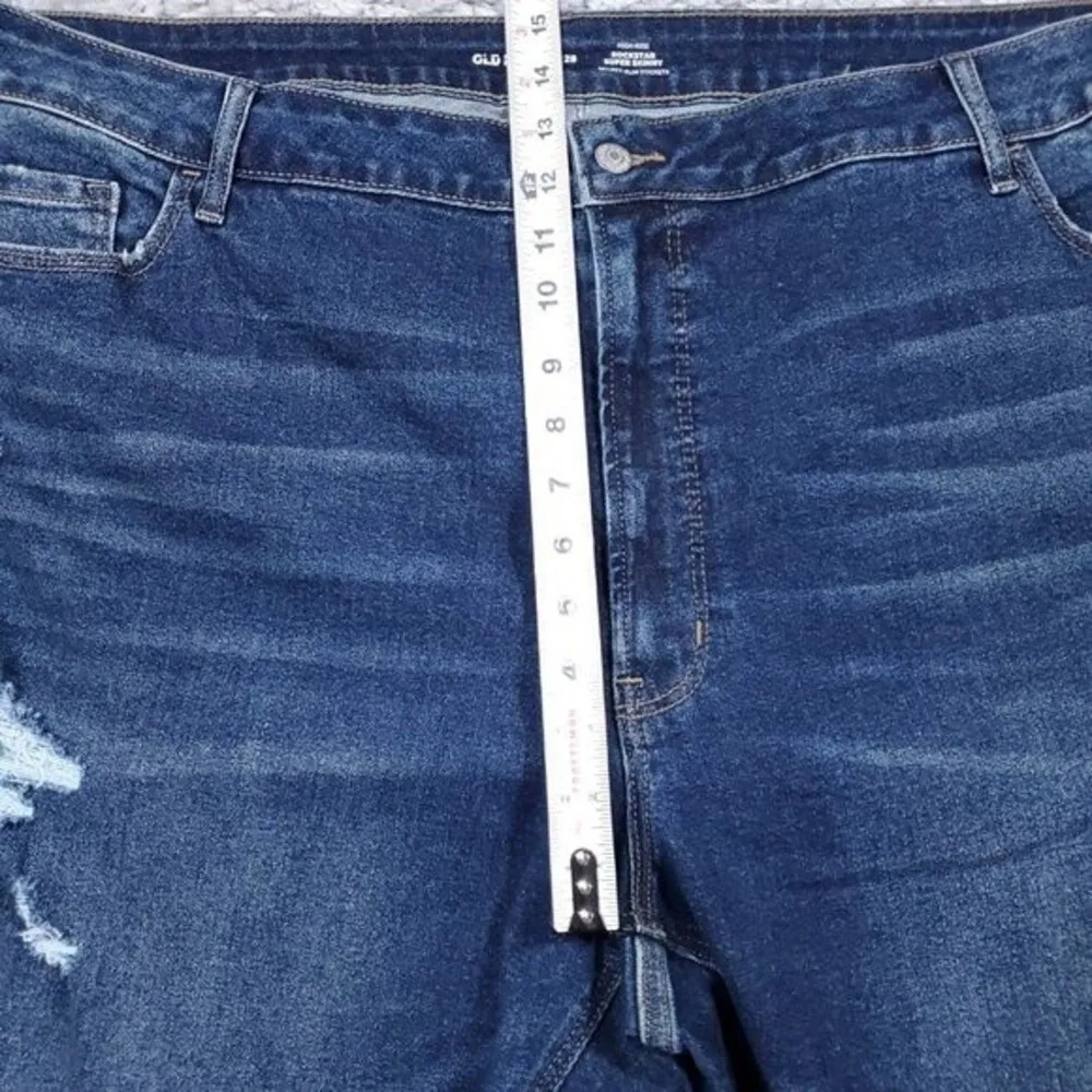 Old Navy High Rise Rockstar Super Skinny Secret Slim Pockets Plus Size 28 Frayed - Image 7