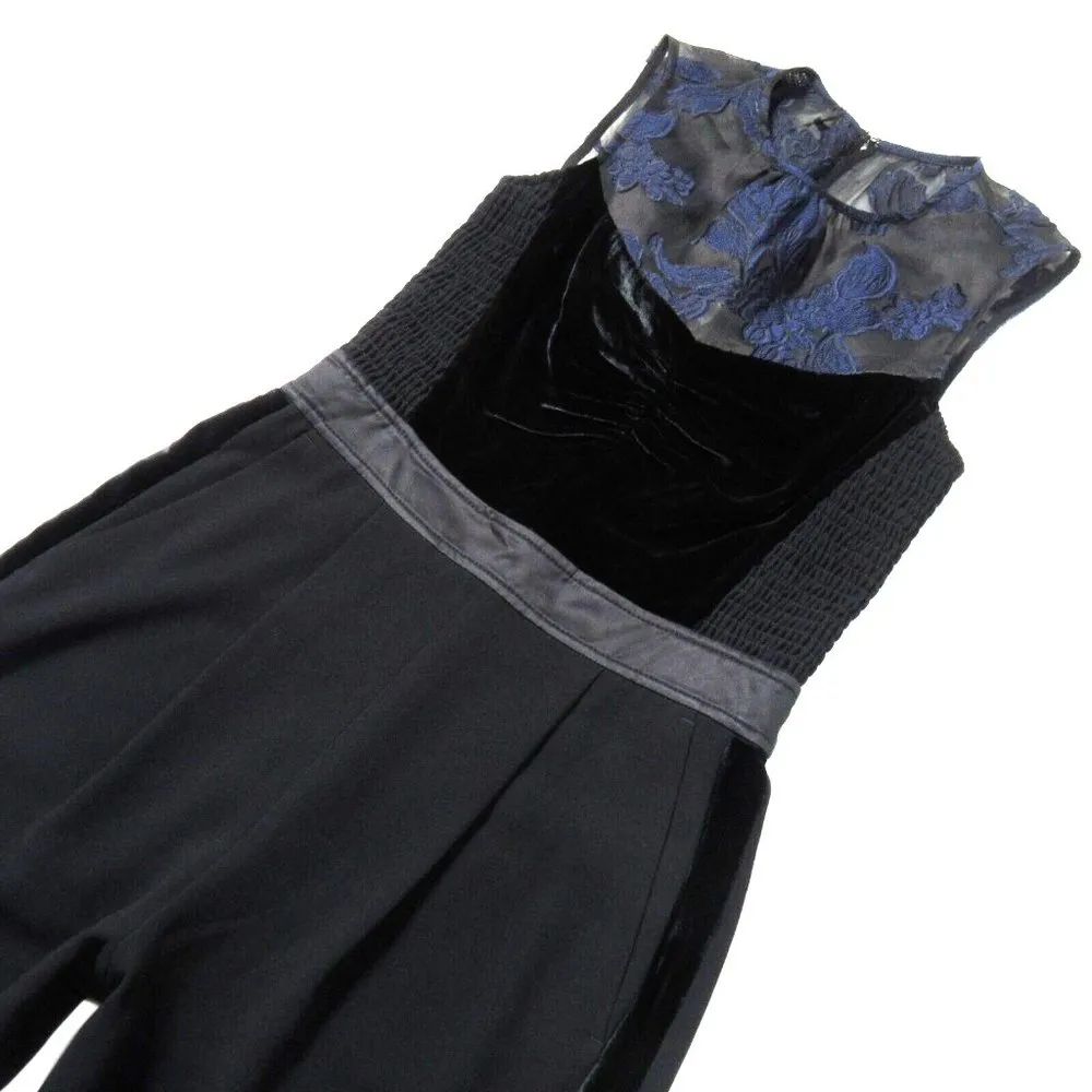 NWT Rebecca Taylor Velvet & Organza Floral Jumpsuit in Dark Violet Black 2 $525 - Image 8