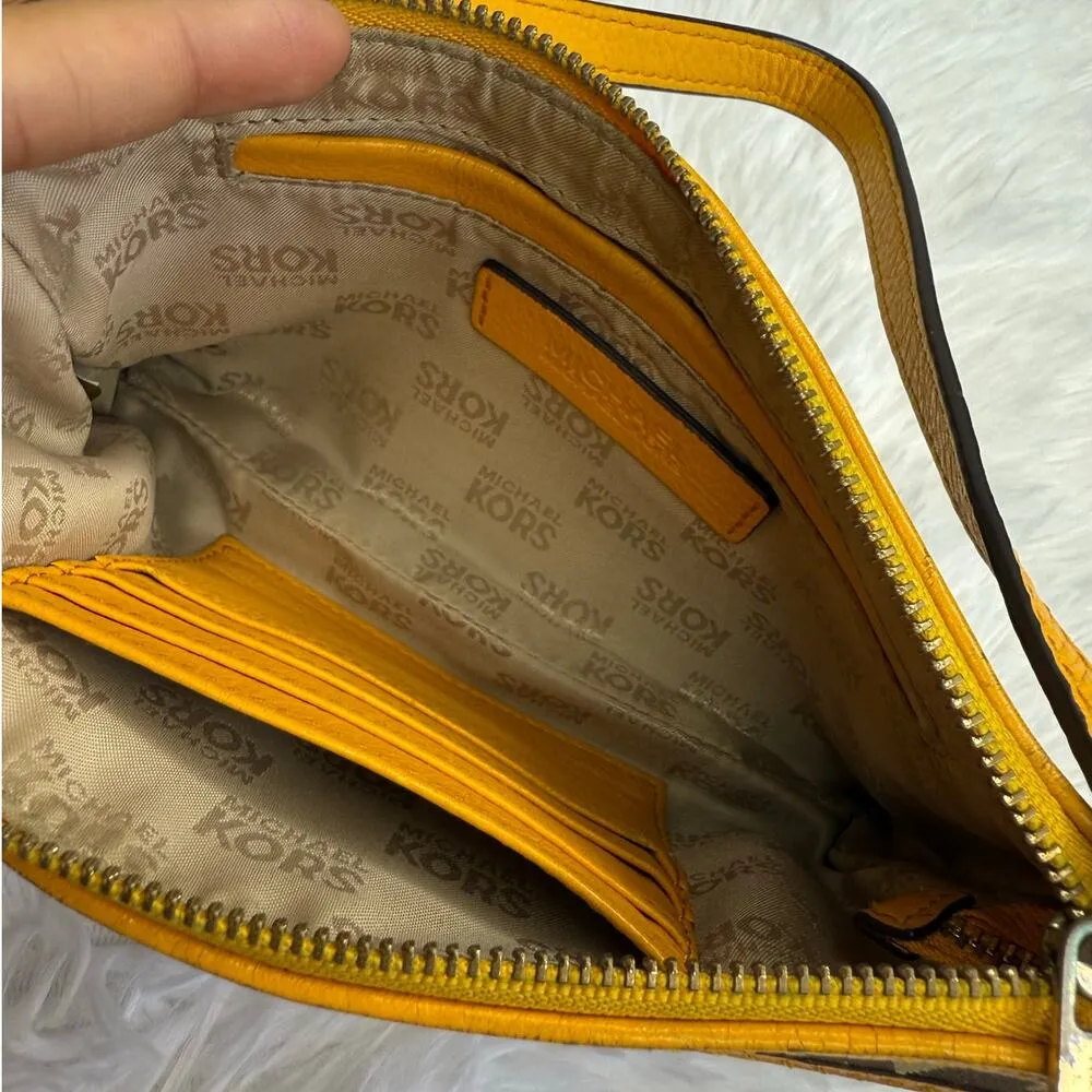 Michael Kors Brown Yellow Mini Purse Wristlet - Image 6