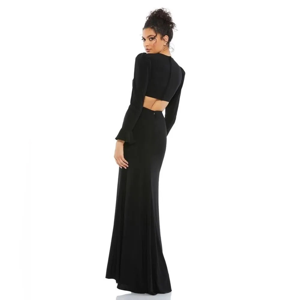Mac Duggal 67944 Black Long Sleeve Cutout Full Length Formal Gown STYLE sz 6 - Image 4