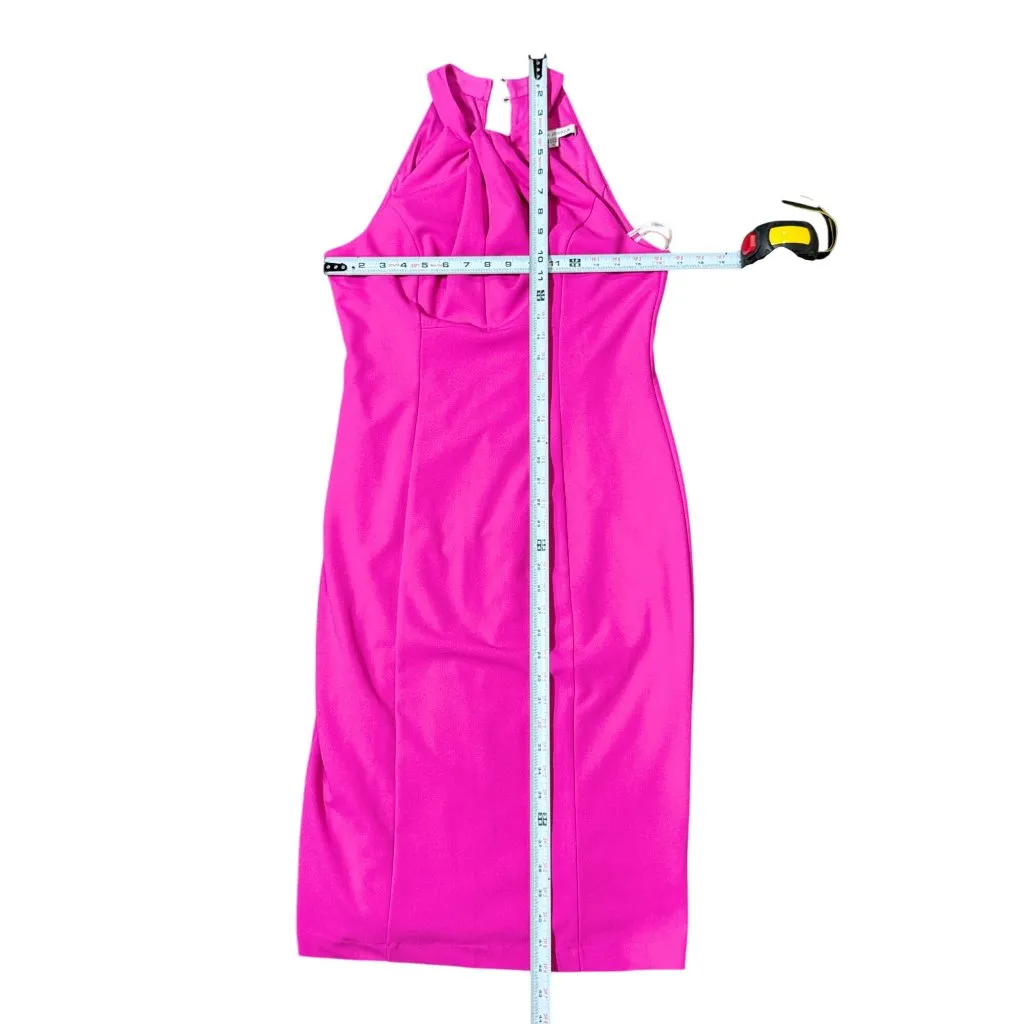 Julia Jordan Womens Midi Dress Size 6 Pink Twist Neck Halter Tulip Hem Summer - Image 6