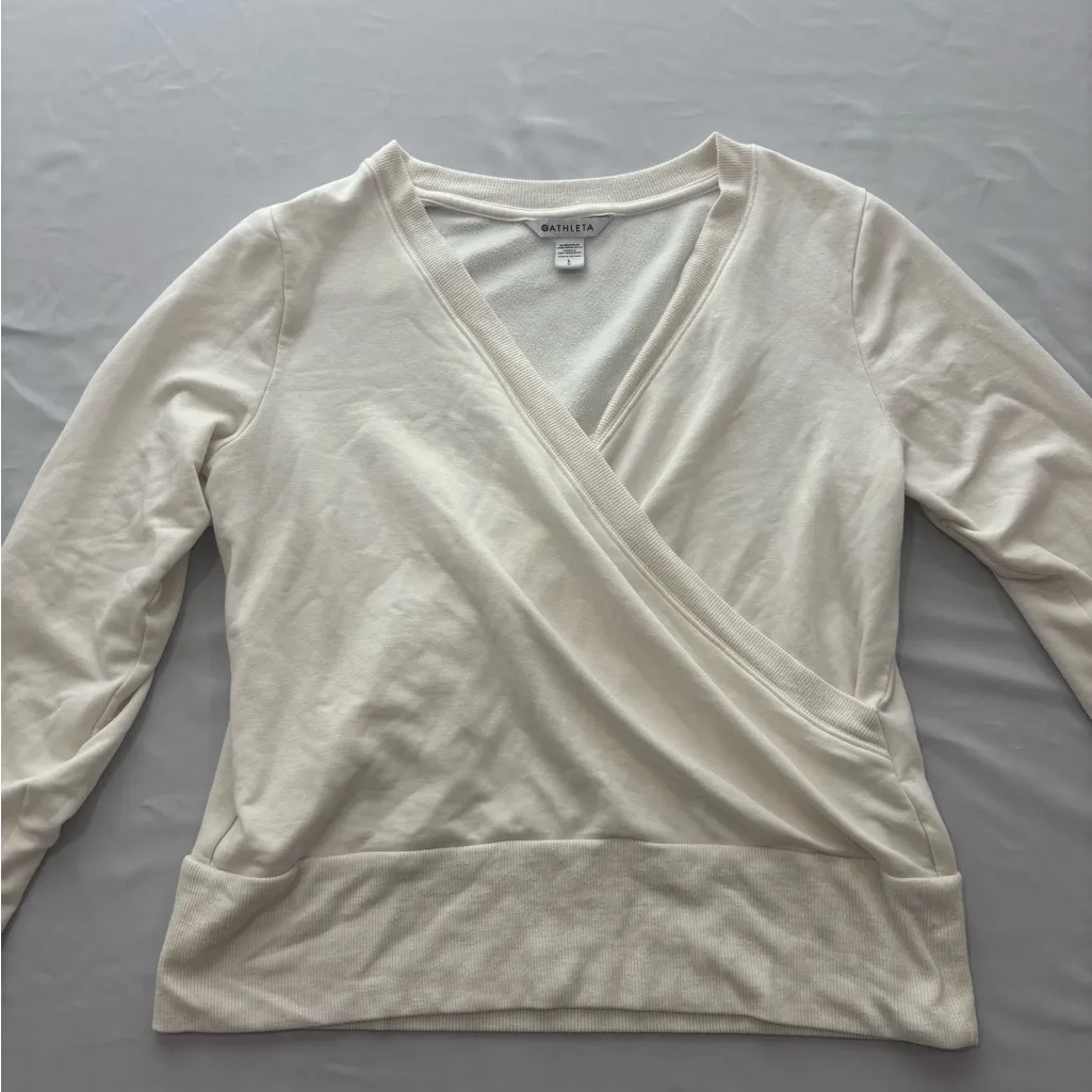 Athleta Cream V-Neck Long Sleeve Top - Image 5