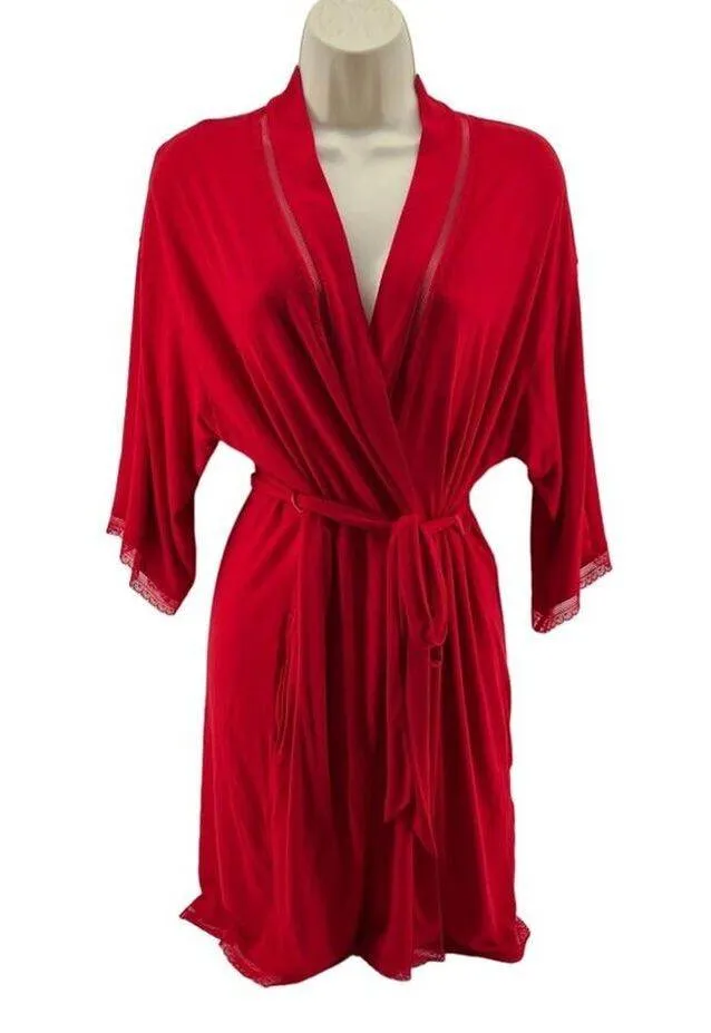 Victoria's Secret Red Hot Robe Lace Accents Womens XS/S - Image 2