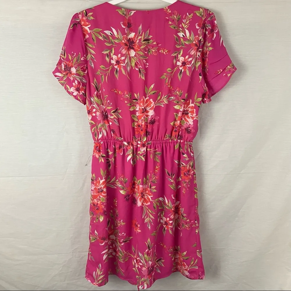 floral v-neckline layered sleeves elastic waist short dress Size Small - Image 7