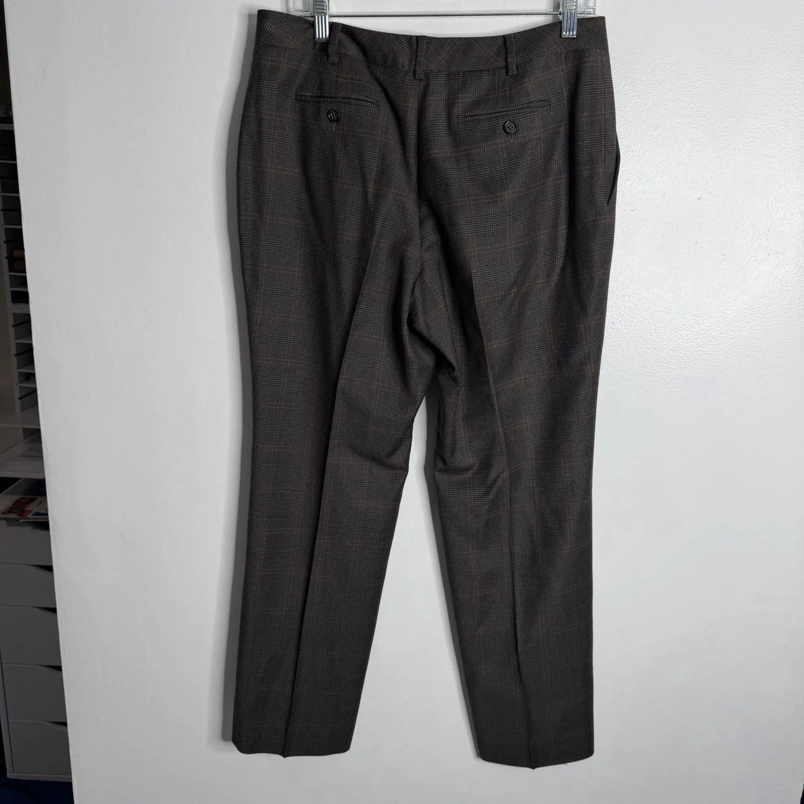 Brooks Brothers Women's 346 Wool Glen Check Plaid Pants 12 Petite Lined Gray - Image 2